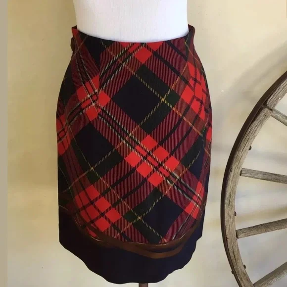 RALPH LAUREN Hunter Elk Deer Tartan Plaid Skirt 10